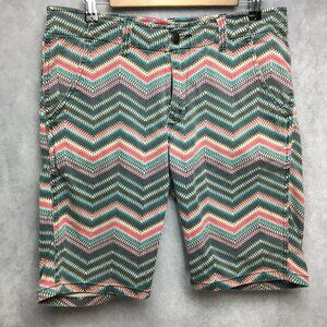 Matchstick Mens‎ Shorts size 32 Southwest Zigzag Flat Front Cotton Stretch